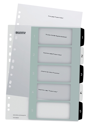 Leitz Rejestr drukowalny PP A4+ 1-5 biały/czarny