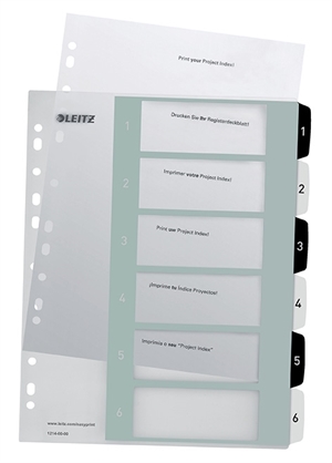 Leitz Rejestr drukowalny PP A4+ 1-6 biały/czarny