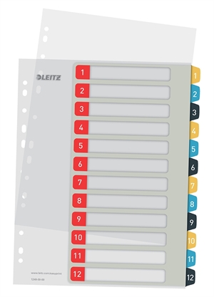 Leitz Rejestr drukowalny PP A4+ 1-12 Kolorowe i wygodne