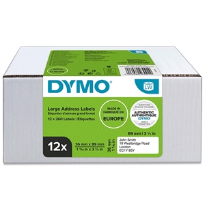 Dymo LabelWriter 36 mm x 89 mm standardowe etykiety adresowe, 12 opakowań