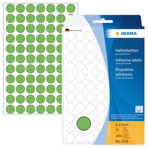 HERMA etykieta ręczna o średnicy 13 mm, zielona, 2464 szt.