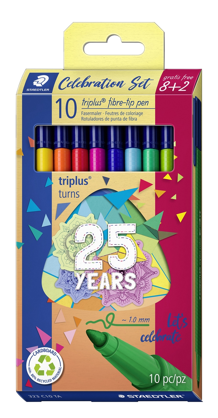 Staedtler Fiberpen Triplus Color 1,0 25 lat zestaw (8+2)