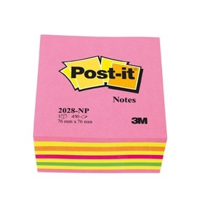 3M Notatki Post-it 76 x 76 mm, blok w kształcie kostki, różowy Lollipop
