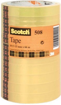 Taśma 3M Scotch 508 o szerokości 15 mm i długości 66 m, przezroczysta (10 sztuk)