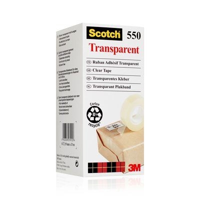 Taśma 3M Scotch 550 o wymiarach 19mmx33m, przezroczysta