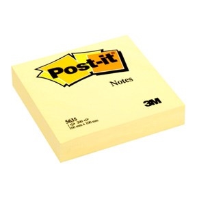 3M Notatki samoprzylepne Post-it o wymiarach 100 x 100 mm, kolor żółty.
