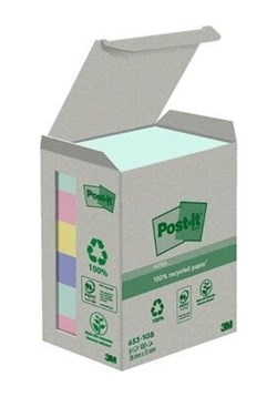 3M Notatki Post-it 38 x 51 mm, z recyklingu, zestaw 6 sztuk, różne kolory
