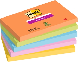 3M Zeszyty samoprzylepne Post-it Super Sticky Boost, 76 x 127 mm, - 90 arkuszy - 5 paczek