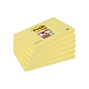 3M Notesy samoprzylepne Post-it, 76 x 127 mm, żółte - 6 sztuk
