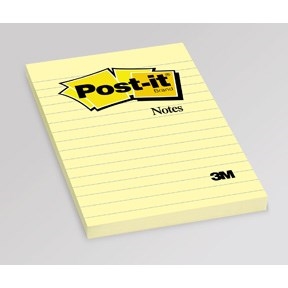 3M Notatki Post-it 102 x 152 mm, w kolorze żółtym, z linią.