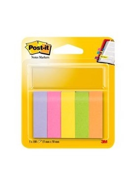 3M Post-it Indexfaner 15 x 50 mm papir ass. neon - 5 paczka