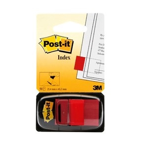3M Post-it Karty indeksujące 25,4 x 43,2 mm, czerwone.