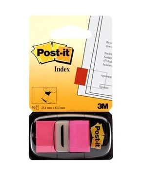 3M Post-it Indeksowe zakładki 25,4 x 43,2 mm, neonowy różowy.