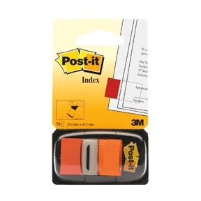 3M Post-it Indeksy 25,4 x 43,2 mm, pomarańczowe