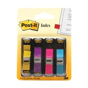3M Post-it Indeksowe zakładki 11,9 x 43,1 mm, różne kolory neonowe - pakiet 4 sztuki