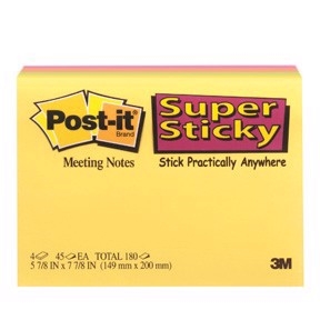 Notatki 3M Post-it super sticky 149 x 200 spotkanie ass. kolory - 4 opakowania