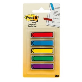 3M Post-it Indexfaner 11,9 x 43,1 mm, "pil" różne kolory - 5 opakowań