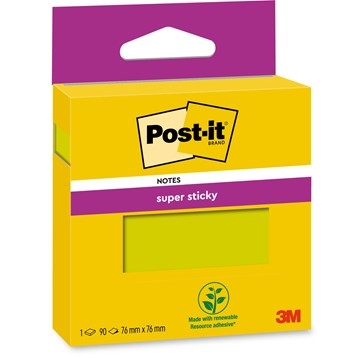 3M Notatki Post-it super sticky, kolor zielony, 76 x 76 mm, - 90 arkuszy