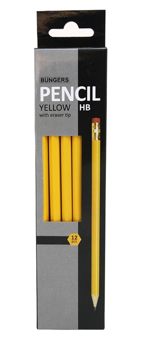 Büngers Ołówek żółty z gumką HB (12)