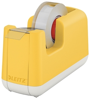 Leitz Tapedispenser wraz z taśmą Cosy w kolorze żółtym.