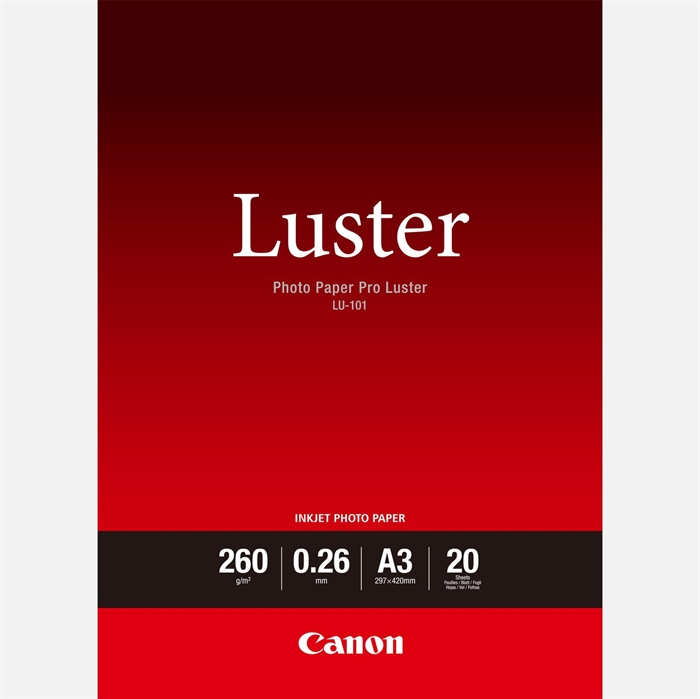 Canon Photo Paper Pro Luster 260g/m² - A3, 20 ark

Papier fotograficzny Canon Photo Paper Pro Luster 260g/m² - A3, 20 arkuszy