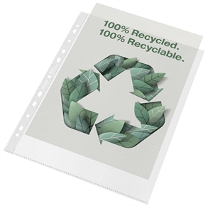 Esselte Lomme recycled 100my PP präg A4 maxi (100) Proszę przetłumaczyć na język polski: Kieszonka Esselte Lomme wykonana z 100-mikronowego, odzyskanego polipropylenu o wzorzystej fakturze w formacie A4 maxi (100 sztuk).