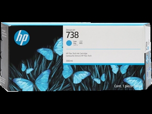 Kartusz HP 738 z atramentem DesignJet o pojemności 300 ml w kolorze cyjanowym.
