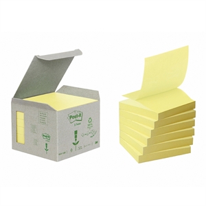 3M Post-it Z-Notes 76 x 76 mm, recyklingowy żółty - 6 paczek