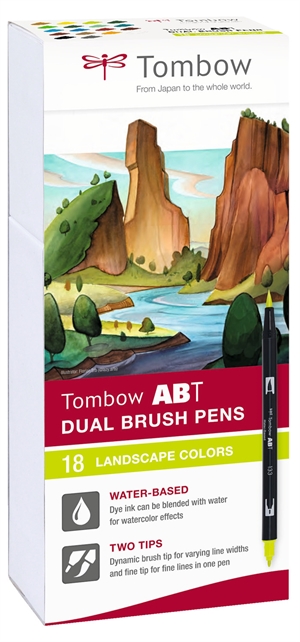Flamastry Tombow Marker ABT Dual Brush 18P-6 Krajobraz opakowanie kartonowe (18)