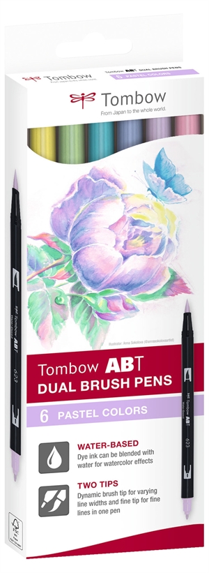 Tombow Marker ABT Dual Brush 6C-2 - karton pastelowy (6)