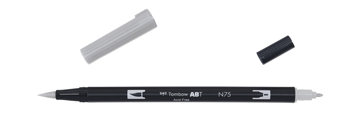 Tombow Marker ABT Dual Brush N75 chłodny szary 3