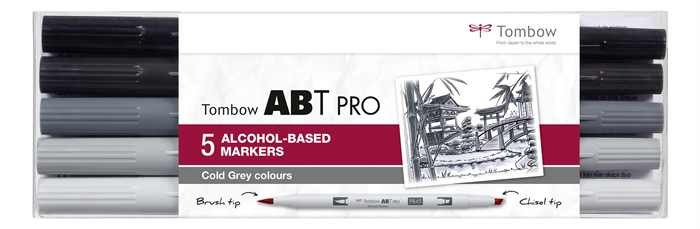 Marker alkoholowy Tombow ABT PRO Dual Brush 5P-4 Zimno szary (5)