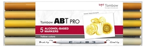 Marker Tombow ABT PRO Dual Brush alkoholowy 5P-5 żółte kolory (5)