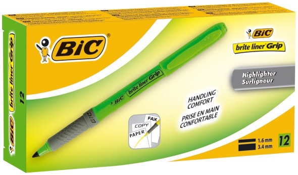 Bic Brite Liner Grip zielony marker do podkreślania.