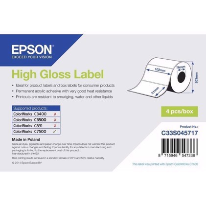 High Gloss Label - etykiety sztancowane 102 mm x 51 mm (2310 etykiet)