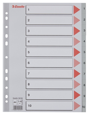 Esselte Register PP A4 1-10 szary