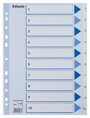 Esselte Register PP A4 1-10 biały