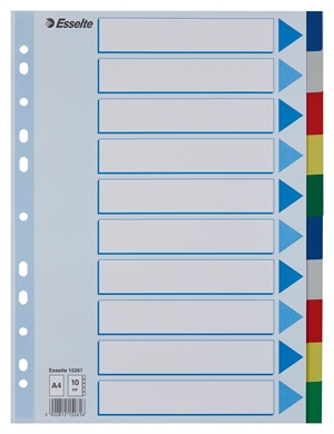 Esselte Faneblade PP A4 10-delt kolorowe tabulatory