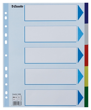 Esselte Faneblade PP A4 maxi 5-delt farvede faner