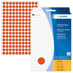 HERMA etykieta ręczna o średnicy 8 mm, kolor czerwony, 5632 szt.