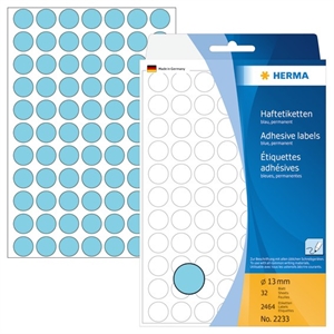 HERMA etykieta ręczna o średnicy 13 mm, kolor niebieski, 2464 sztuki.