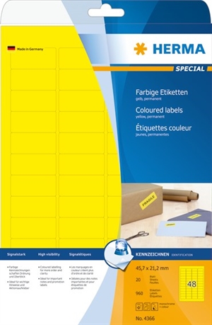 HERMA etykieta specjalna 45,7 x 21,2 mm, żółta, 960 szt.
