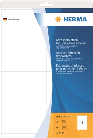 HERMA etykieta adresowa do maszyny do pisania 105 x 144 mm, 80 szt.