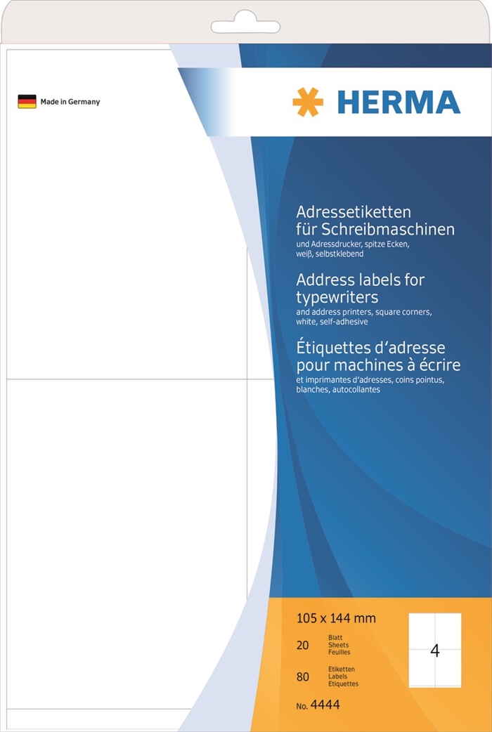 HERMA etykieta adresowa do maszyny do pisania 105 x 144 mm, 80 szt.
