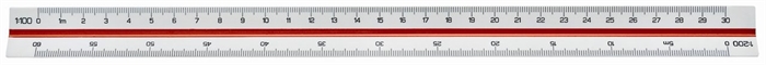 Linex trójkątna skala pomiarowa 312 30cm czerwono-zielona