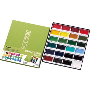 Zestaw 24 kolorów farb akwarelowych ZIG GANSAI TAMBI