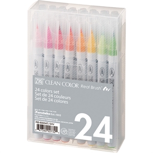 Zestaw ZIG Clean Color Pensel Pen z 24 sztukami.