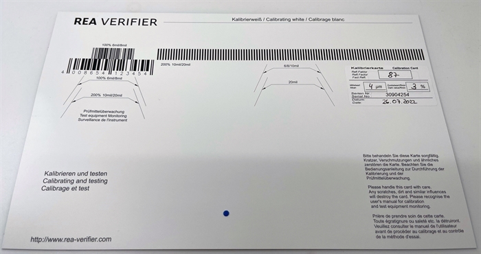 Karta kalibracyjna REA do REA Scan Check II, REA Scan Check 3, REA Scan Check 3n, REA Checker.