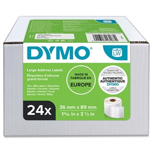 Dymo Etykieta Adresowa 36 x 89 mm kolor biały, 24 rolki po 260 etykiet szt.