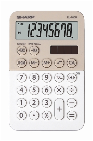 Ostry kalkulator biurkowy EL-760R, biały-kapucynka